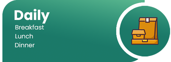 Daily plan - Breakfast, Lunch, Dinner